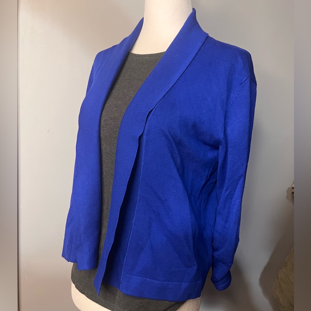 NWOT 89 th Ave/Madison Womans Blue Sweater w/ Ruffled 3/4 inch Sleeves!!